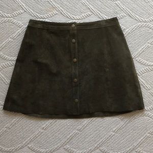 Forest Green Suede Mini Skirt